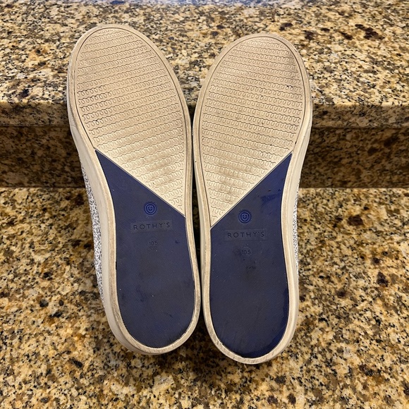 Rothy’s Opal Python Sneakers Women’s 10.5 Grey White Marigold Yellow Heel Stripe - Picture 7 of 8